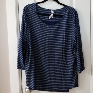 Seven7  Navy Green Stripe Shirt